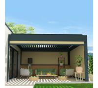 Coffre À Coulisses Pour Pergola Spinelle 2,50x2,50 M (Motorisé À Télécommande - Gris Anthracite - Écru) Gris