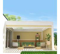 Coffre À Coulisses Pour Pergola Spinelle 4,00x2,50 M (Motorisé À Télécommande - Blanc - Écru) Blanc