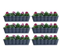 Coffre À Fleurs, Bac À Fleurs, Set De 6, 80Cm Anthracite Avec Soucoupe
