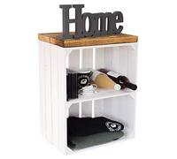 Coffre à fruits Johanna - Table de rangement - Coffre de rangement en bois massif - Dimensions : 40 x 29 x 50 cm (L x P x H) (blanc et planche flammée)