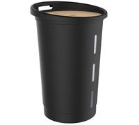 Coffre à granulés - EDA - Jura Montania - 38 L - Avec roulettes - Capacité 25 kg - Couvercle en bois - Ø 39,7 x H.60,5 cm - Noir