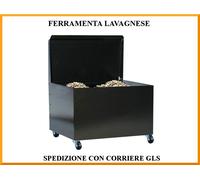 Coffre À Granulés En Acier Avec Couvercle Et Roues 50 X 43 X 57 H