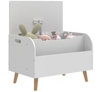 AIYAPLAY Coffre à jouet enfant avec couvercle rabattable, coffre de rangement enfant, compartiment ouvert, charnière de sécurité, rangement jouet pour filles garçons de 3 à 8 ans, 60x40x43cm, blanc