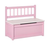 HOMCOM 2 en 1 Coffre à jouet enfant, couvercle rabattable et charnières de sécurité, banc de rangement enfant avec dossier, pour salon, couloir, 60 x 30 x 50 cm, rose