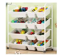 Coffre à Jouet, Organisateur De Rangement De Jouets À 4 Niveaux, Avec 12 Bacs Amovibles, Boîte À Jouets Avec Roues Universelles Pour Salle De Jeux, Chambre À Coucher, Salon Meuble pour Chambre(C)