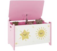 AIYAPLAY Coffre à jouets avec couvercle, coffre de rangement enfant avec charnières de sécurité, pour salon, salle de jeux, chambre d'enfant, rose