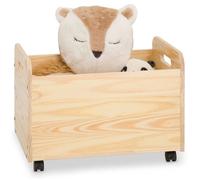 IDIMEX Coffre à Jouets Benjamin sur roulettes 60 x 43 x 40 cm en Bois pour Chambre d'enfant, Rangement Montessori Jouets Peluches, Facile à déplacer, Coloris Naturel
