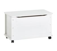 IDIMEX Coffre à Jouets Elisa Coffre de Rangement Malle rectangulaire avec abattant et 4 roulettes, en pin Massif lasuré Blanc