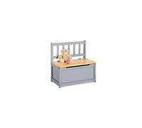 Pinolino Banc de coffre Fenna en pin massif avec amortisseurs de rabat, hauteur d'assise 29 cm, pour enfants à partir de 2 ans, laqué gris et transparent
