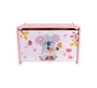 Coffre a jouets en bois pour enfant - CALLY MIMI KOALA - Rose - 40x58x36 cm