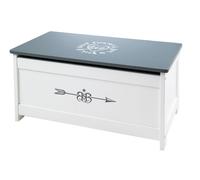 Coffre À Jouets En Bois Roba - Rock Star Baby - Couvercle Rabattable - Blanc/Gris Gris