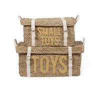 Coffre à jouets en rotin 2 pièces jaune TU