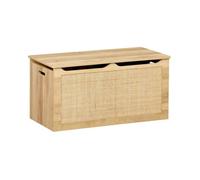 Coffre à jouets enfant décor bois et cannage