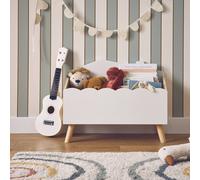 Coffre à jouets enfant effet bois azur blanc TU