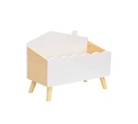 Coffre à jouets enfant effet bois. blanc. L 58 x P 28 x H 44.5 cm