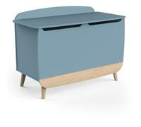 coffre a jouets - firmiana - style scandinave - bleu orage et bois naturel - 82,4 x 39,1 x 58,9 cm - demeyere Naturel G