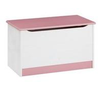 IDIMEX Coffre à Jouets Hannah Coffre de Rangement Malle rectangulaire avec abattant, en pin Massif lasuré Blanc Rose