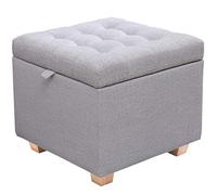 Coffre à jouets ottoman de rangement - Pouf cube rembourré avec housse en tissu de lin pour salon et chambre d'enfant