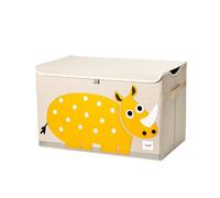 3 Sprouts – Coffre à jouets Rhino – Boîte de rangement enfant pratique et colorée – Beige G
