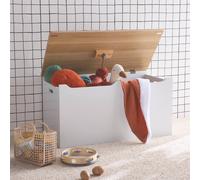 Coffre À Jouets - Tobias - , 80x40 Cm, Couvercle Rabattable, Poignées Latérales Blanc TU