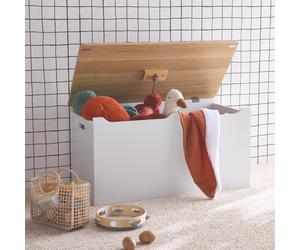 Coffre À Jouets - Tobias - , 80x40 Cm, Couvercle Rabattable, Poignées Latérales Blanc TU