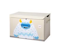 3 Sprouts – Coffre à jouets Yéti – Bac de rangement pratique et coloré – Blanc, Bleu G
