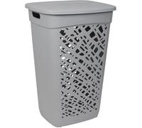 Coffre à linge Alméria - 60 L - avec couvercle - Gris béton - 42,8 x 36,2 x 62,8 cm - EDA PLASTIQUE