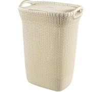 Coffre à linge - CURVER - 57 L - Aspect tricot - Blanc cassé - Avec couvercle à clip