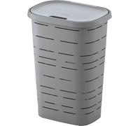 Coffre à linge en plastique 55L - Coloris Gris - Fabriqué en France - Panier à linge robuste avec couvercle - 44 x 32,5 x 60,5 cm - Idéal salle de bain, buanderie, chambre - M home by Mazzei Mondex