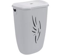 EDA Plastiques - Coffre à linge Flora - 40 L - Gris béton et blanc cérusé - 40 x 30 x 57 cm