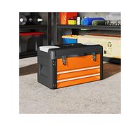 Coffre à outils en acier orange dimensions 497 x 253 x 289 cm comprenant tiroir compartiment supérieur poignée pratique