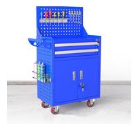 Coffre à outils roulant robuste avec tiroir de verrouillage, chariot utilitaire avec plaque de suspension et crochets pour l'organisation du garage, de l'entrepôt et de l'atelier de réparation