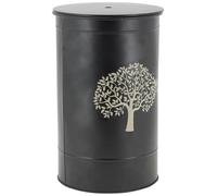 Coffre à pellets en métal noir avec couvercle Arbre