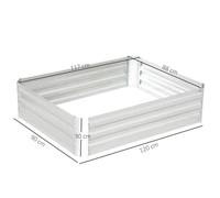 Coffre à plantes Outsunny en acier galvanisé 120x90x30 cm grande capacité pour jardinage floral et potager couleur argent