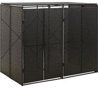 Coffre à poubelles pour 2 tonnes noir 140x80x117 cm Poly rotin