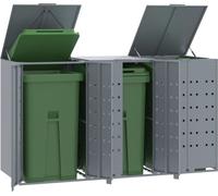 Coffre à poubelles pour 3 tonnes Gris 207x79x117 cm Acier