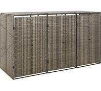 Coffre à poubelles pour 3 tonnes Gris 207x80x117 cm Poly rotin