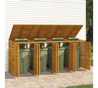 Coffre à poubelles pour 4 tonnes 280x89x117 cm bois massif acacia
