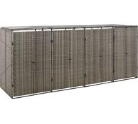 Coffre à poubelles pour 4 tonnes Gris 274x80x117 cm Poly rotin