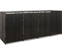 Coffre à poubelles pour 4 tonnes noir 274x80x117 cm Poly rotin