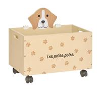 Coffre à Roulettes Enfant "Chien" 48cm Beige