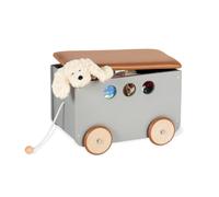 Pinolino Coffre à jouets à roulettes "Jim", gris, L 50 cm, l 36 cm, H 36 cm, capacité de charge 20 kg, recommandé pour les enfants à partir de 3 ans