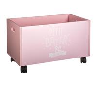 Atmosphera Coffre à jouets Box Storage Clair Enfants à roulettes Rose