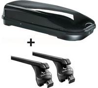 Coffre à skis noir VDP JUFL580 580 litres verrouillable + porte-bagages Quick sur rail en kit pour BMW X5(F15) à partir de 2014