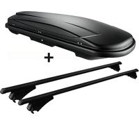 Coffre à skis noir VDP JUXT 400 lit + porte-bagages alu compatible avec Fiat Panda III à partir de 2012