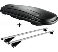 Coffre à skis noir VDP JUXT 400 lit + porte-bagages en aluminium compatible avec l'Audi A6 4G Avant à partir de 11 ans