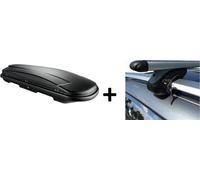 Coffre à skis noir VDP JUXT 400 lit + porte-bagages en aluminium compatible avec VW Golf III Variant (break) 1H 94-98