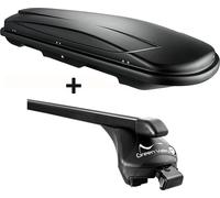 Coffre à skis noir VDP JUXT 400 lit + porte-rails compatible avec BMW X5(F15) à partir de 2014 jusqu'à
