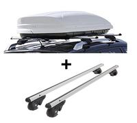 Coffre à skis VDPMAA460 460Ltr blanc verrouillable + porte-bagages en aluminium VDP004XL compatible avec Renault Koleos 2008-2016