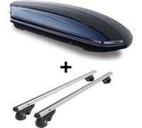 Coffre à skis VDPMAA460 460Ltr noir brillant verrouillable + porte-bagages en aluminium VDP004L compatible avec Kia Sportage JE 04-10